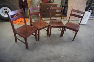 lot 190 image: Four wood ladder back chairs