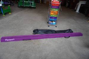 lot 304 image: Roller toy rack 3 shelves wart supplies on casters and foam balance beam