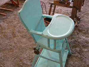 lot 47 image: Wooden high chairStroller Transporter
