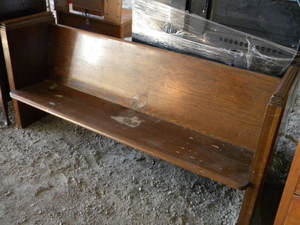 lot 55 image: Long wooden church pew