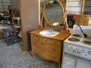 lot 56 image: 2 Drawer dresser wmirror & sink