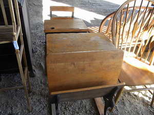 lot 64 image: 2 Wood old fashioned school desks