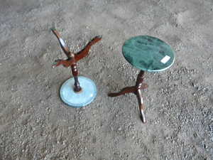 lot 75 image: 2 Marble top plant stands-1 broken leg
