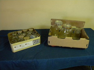 lot 109 image: 2 boxes jars-canning and display