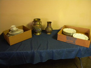 lot 149 image: Brass vases, plates & dishes