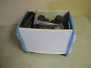 lot 188 image: Wooden box, canteens, rain gear