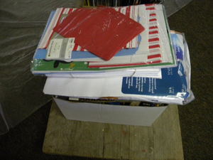 lot 196 image: Box of colored paper & supplies