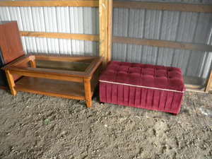 lot 39 image: Fabric covered chest & coffee tableno glass