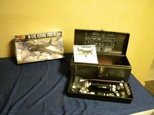lot 713 image: Model of B-17 and paint kit for models