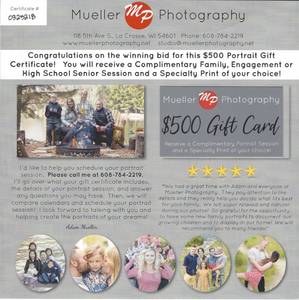 lot 85 image: $500 Gift Certificates Mueller Photography in LaCrosse