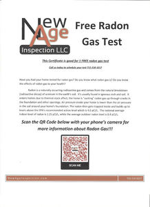 lot 14 image: Radon Inspection $125 Certificate Donated by New Age Inspection