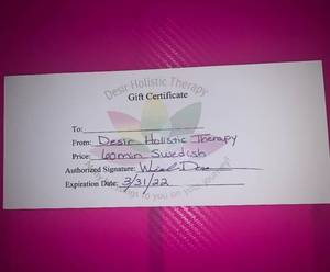 lot 100 image: In Home Sweedish Massage with Desir Holistic Therapy