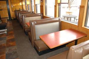 lot 12 image: Four Dining booths -Two End benches, three back to back benches, four tables