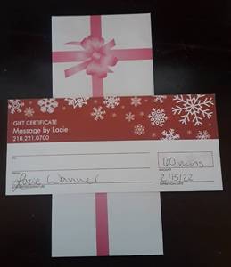 lot 24 image: 60 minute Massage Gift Certificate Donated by Massage by Lacie