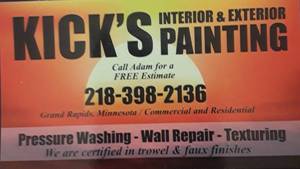 lot 28 image: $500 dollar gift Certificate to Kicks Interior & Exterior Painting Donated by Adam and Joanette Kick
