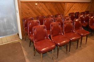 lot 112 image: 12 Red padded chairs