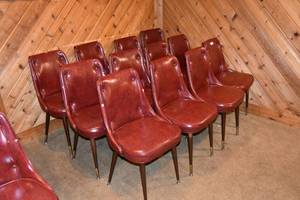 lot 113 image: 12 Red padded chairs