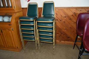 lot 156 image: 12 green padded stacking chairs
