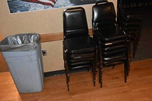 lot 177 image: 12 black stacking chairs