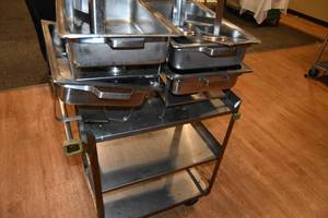 lot 190 image: SS Cart, 4 trays & stands