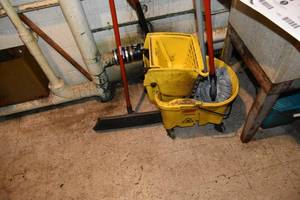lot 270 image: Mop bucket, mops, 2)caution