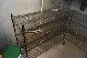 lot 283 image: NSF Roller Rack 4 X 18 Deep 3 Shelves