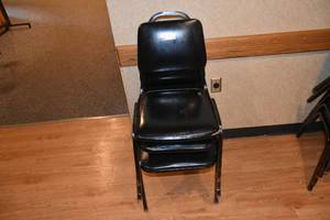 lot 176 image: 3 black stacking chairs