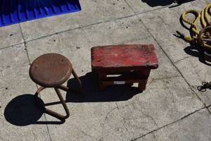 lot 44 image: Milking stool and red step stool