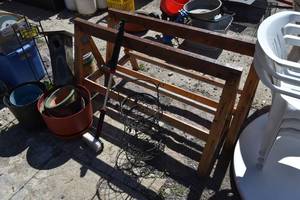 lot 46 image: Saw horses, flower pots