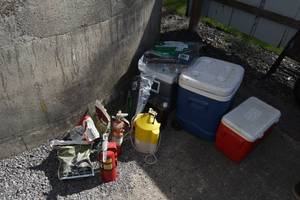 lot 60 image: 3)Coolers, Fire Ext., drain hoses
