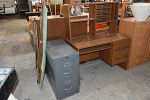 lot 126 image: Computer desk, file, ironing board