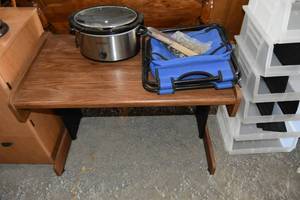 lot 130 image: Work counter, slow cooker & chair