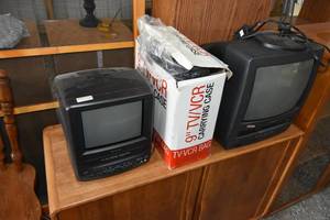 lot 135 image: 2) Portable TVs, case & lamp