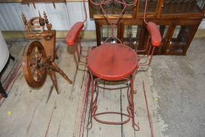 lot 162 image: Red Ice Cream Bar Stool w arm