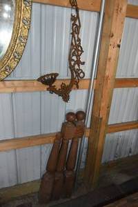 lot 168 image: Cast lamp holder & wood posts