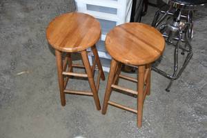lot 200 image: 2) Wood Bar Stools 29 Tall