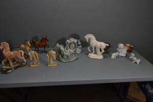 lot 252 image: Clock Horse lamps & more