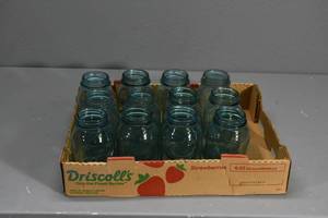 lot 271 image: 12) Blue Qt canning jarsBall