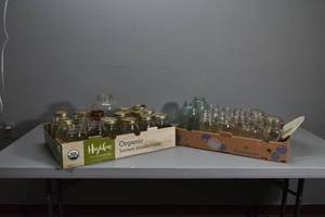 lot 273 image: 2) 12 gal Blue & 30) Clear Jars