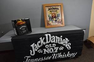 lot 204 image: Jack Daniels Banner, Box & Sign
