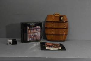 lot 210 image: 18) Shot glasses and wall rack