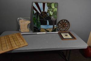 lot 290 image: Leaded glass 24 X 48 & C board