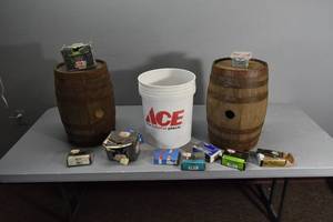 lot 291 image: Pail of nails & 2) Kegs