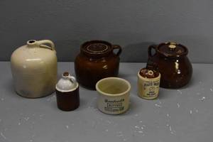 lot 304 image: 3) Jugs, 2) Bean pots & butter crock