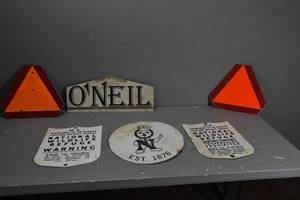 lot 372 image: 2) Oneil metal signs & safety