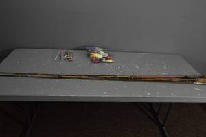 lot 382 image: 5) Fishing Rods & 2) bags tackle