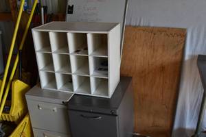 lot 83 image: 2) Files, white board and 12 compartment box