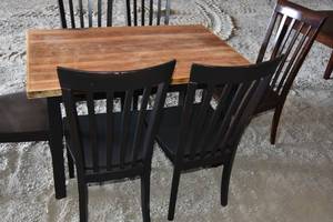 lot 88 image: 3 x 4 Wood Table with 6) wood high back chairs