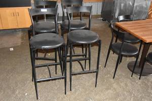 lot 93 image: 4) Tall bar stools with Marine grade seats