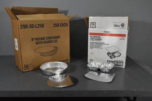 lot 147 image: 2) Boxes of Aluminum containers with lids